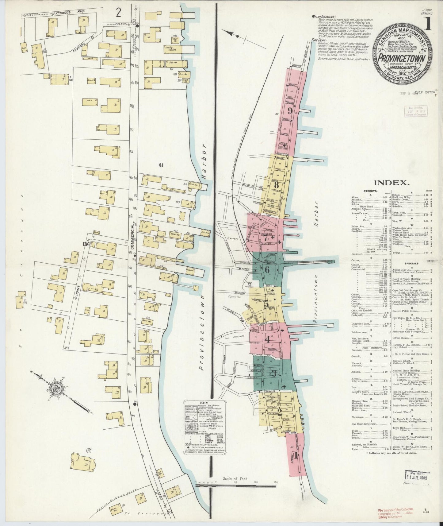 Sanborn Fire Insurance Map from Provincetown, Barnstable County, Massachusetts (1912), Sheet #0001 - Complete Map Set gallery image, historic Sanborn map, vintage wall art, Massachusetts Massachusetts