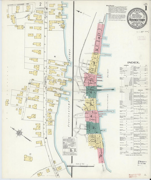Sanborn Fire Insurance Map from Provincetown, Barnstable County, Massachusetts (1912), Sheet #0001 - Complete Map Set gallery image, historic Sanborn map, vintage wall art, Massachusetts Massachusetts