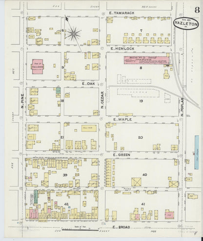 Sanborn Fire Insurance Map from Hazleton, Luzerne County, Pennsylvania (1891), Sheet #0008 - Complete Map Set gallery image, historic Sanborn map, vintage wall art, Pennsylvania Pennsylvania