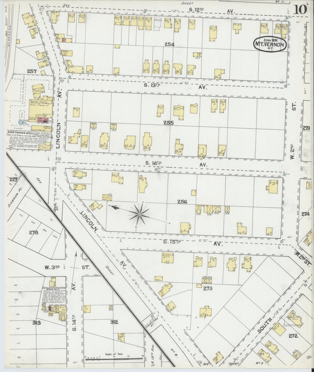 Sanborn Fire Insurance Map from Mount Vernon, Westchester County, New York (1892), Sheet #0010 - Complete Map Set gallery image, historic Sanborn map, vintage wall art, New York New York