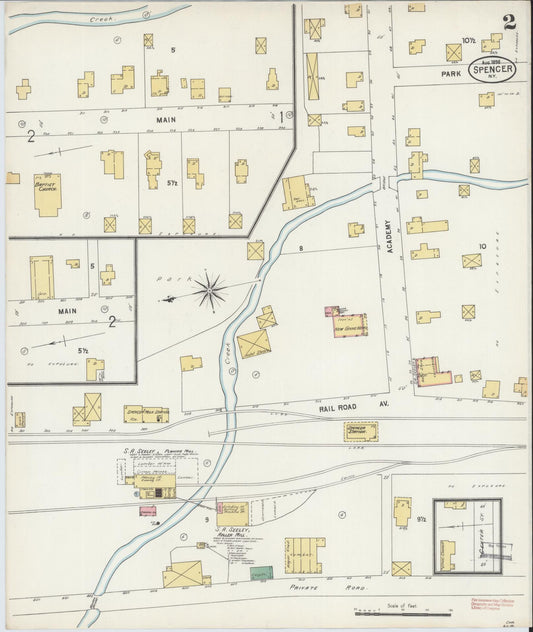 Sanborn Fire Insurance Map from Spencer, Tioga County, New York (1898), Sheet #0002 - Historic Sanborn Fire Insurance Map Print, vintage old map wall art, antique decor, genealogy gift, New York New York map