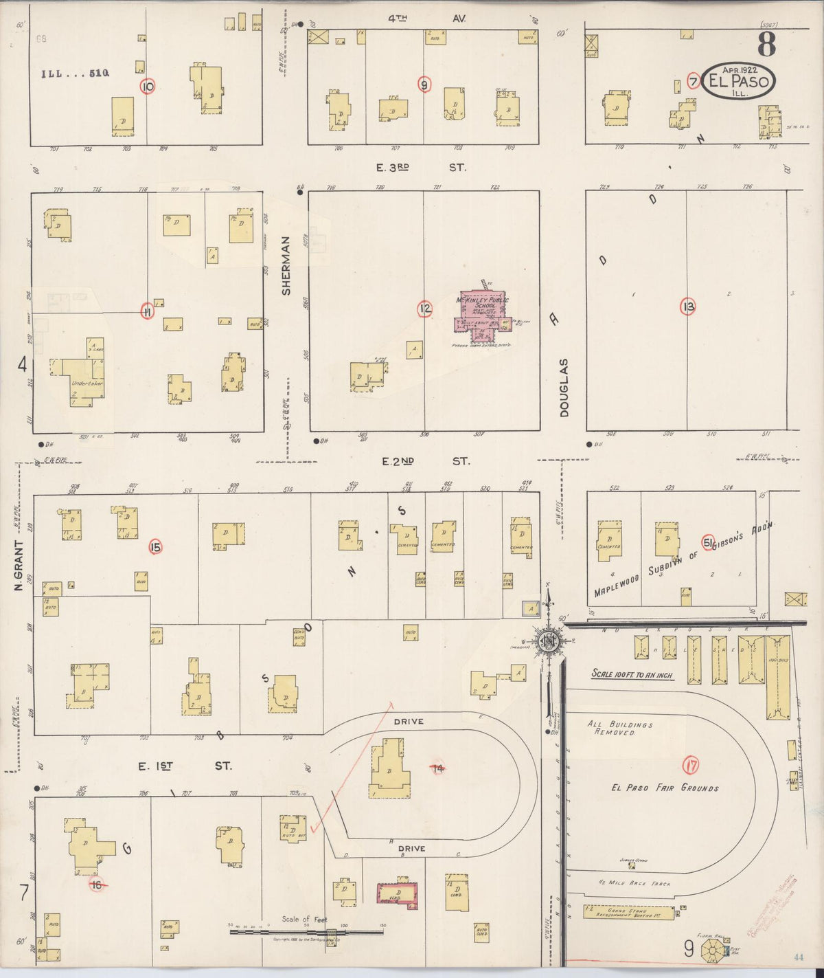 Sanborn Fire Insurance Map from El Paso, Woodford County, Illinois (1941), Sheet #0008 - Historic Sanborn Fire Insurance Map Print, vintage old map wall art, antique decor, genealogy gift, Illinois Illinois map
