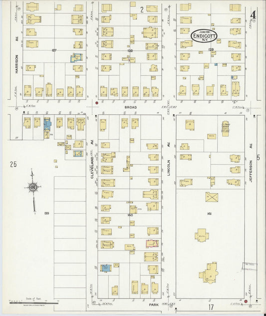 Sanborn Fire Insurance Map from Endicott, Broome County, New York (1918), Sheet #0004 - Historic Sanborn Fire Insurance Map Print, vintage old map wall art, antique decor, genealogy gift, New York New York map