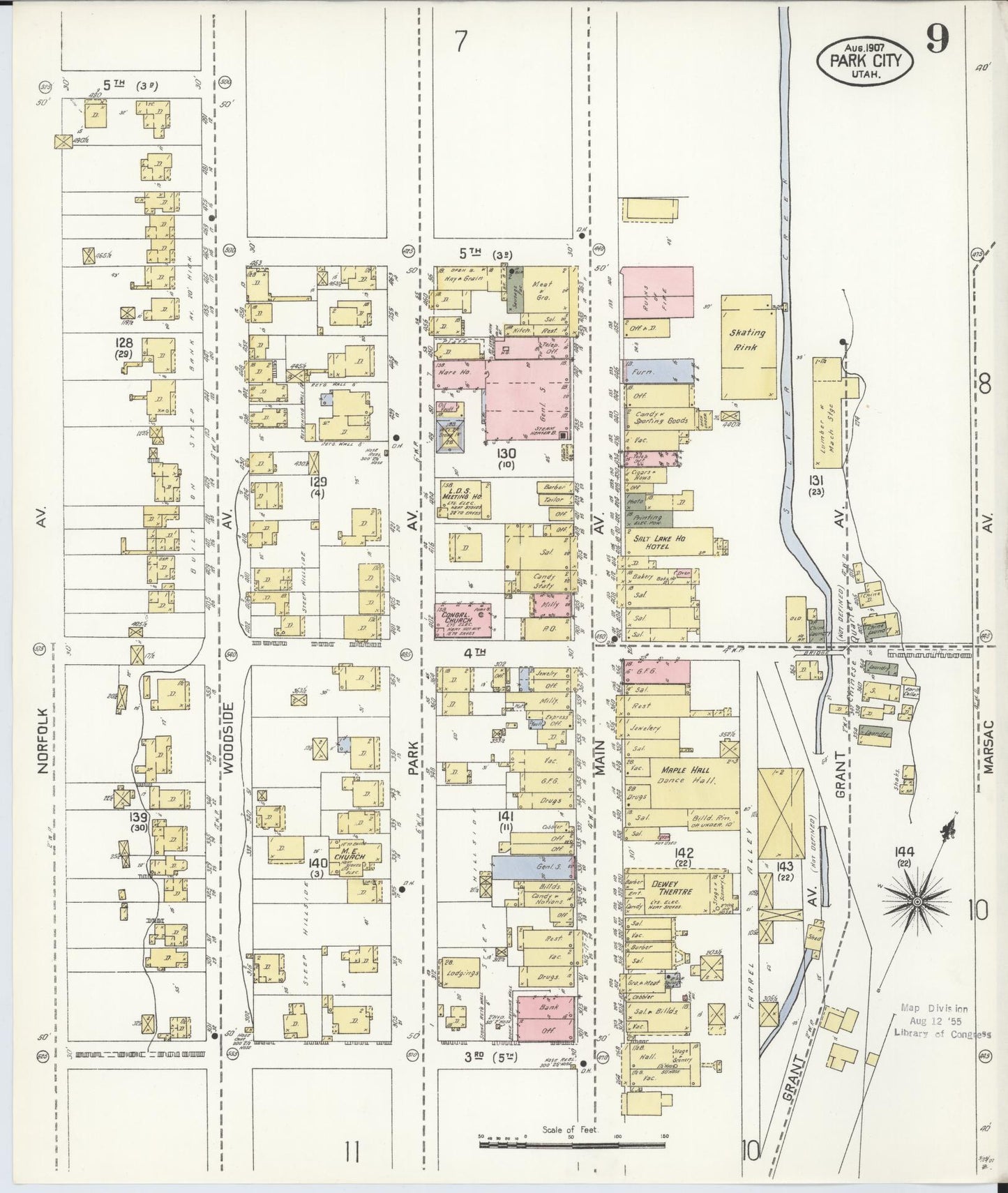 Sanborn Fire Insurance Map from Park City, Summit County, Utah (1907), Sheet #0009 - Complete Map Set gallery image, historic Sanborn map, vintage wall art, Utah Utah