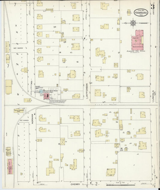 Sanborn Fire Insurance Map from Hamburg, Ashley County, Arkansas (1914), Sheet #0003 - Historic Sanborn Fire Insurance Map Print, vintage old map wall art, antique decor, genealogy gift, Arkansas Arkansas map