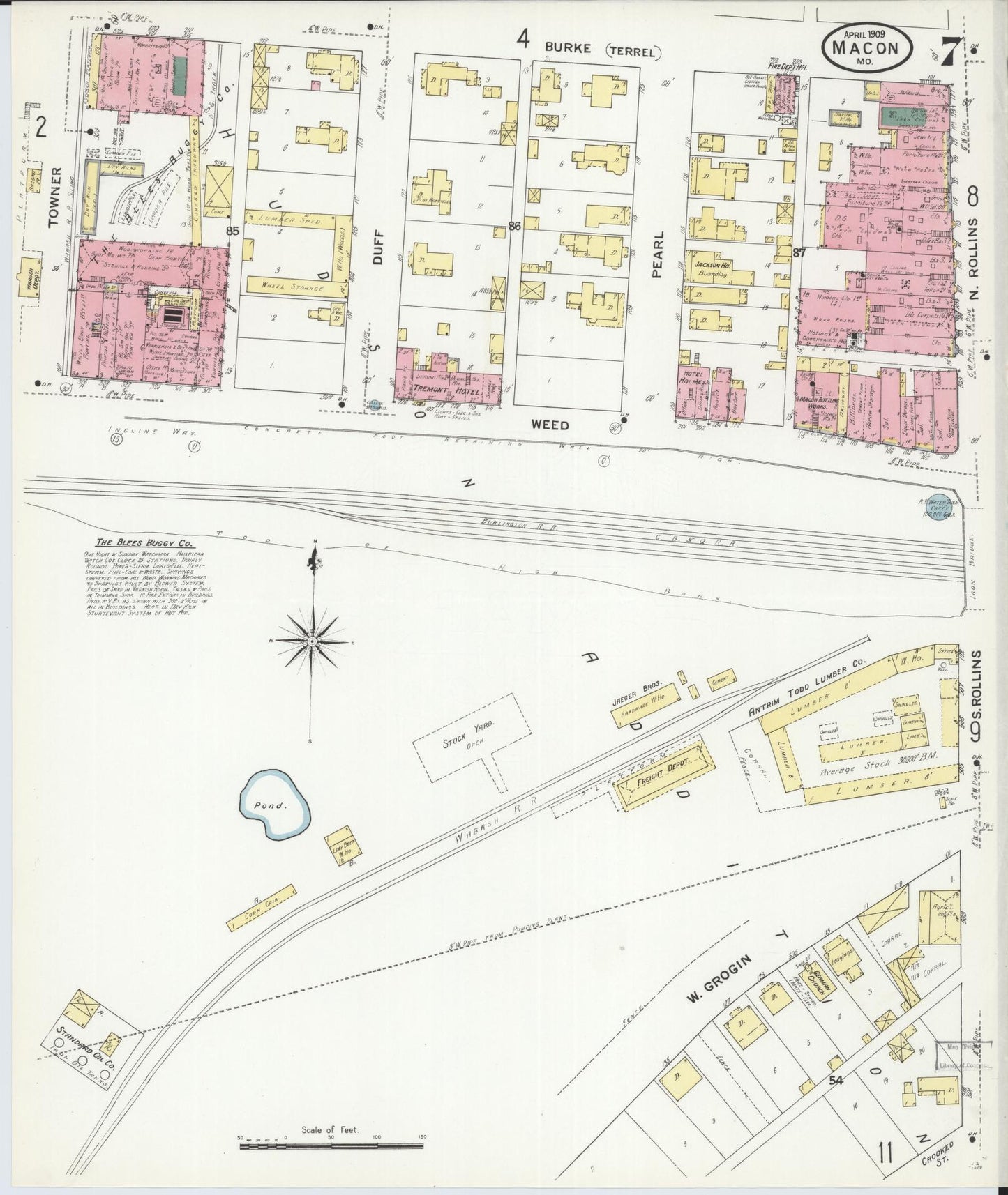 Sanborn Fire Insurance Map from Macon, Macon County, Missouri (1909), Sheet #0007 - Complete Map Set gallery image, historic Sanborn map, vintage wall art, Missouri Missouri