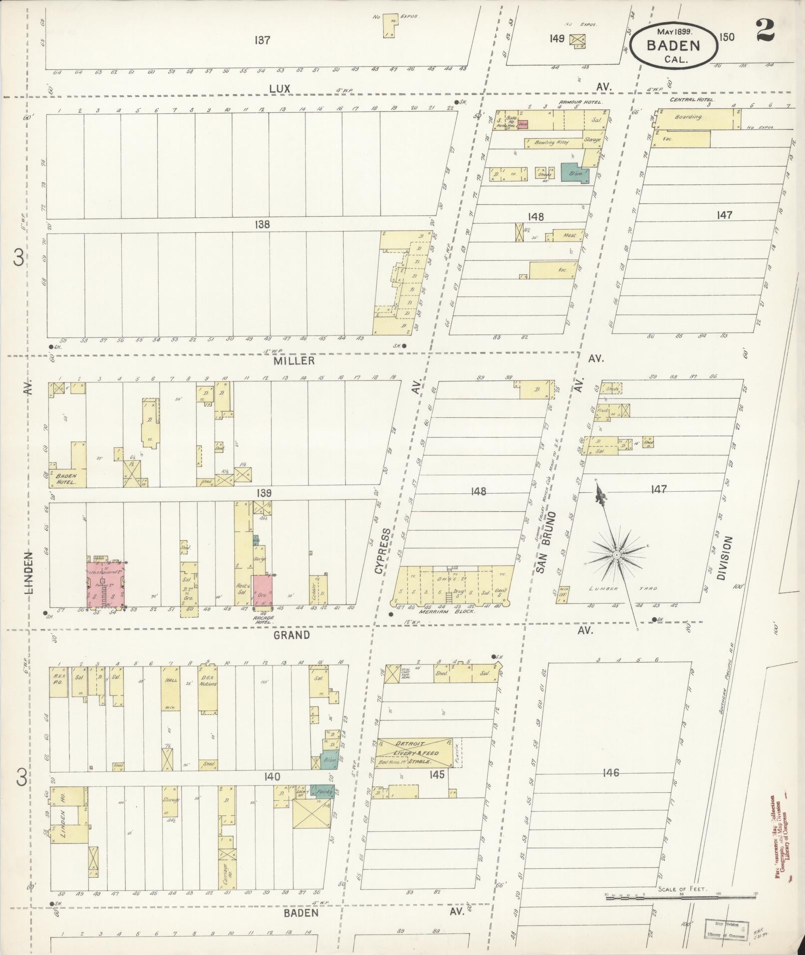 Sanborn Fire Insurance Map from Baden, San Mateo County, California (1899), Sheet #0002 - Historic Sanborn Fire Insurance Map Print, vintage old map wall art, antique decor, genealogy gift, California California map