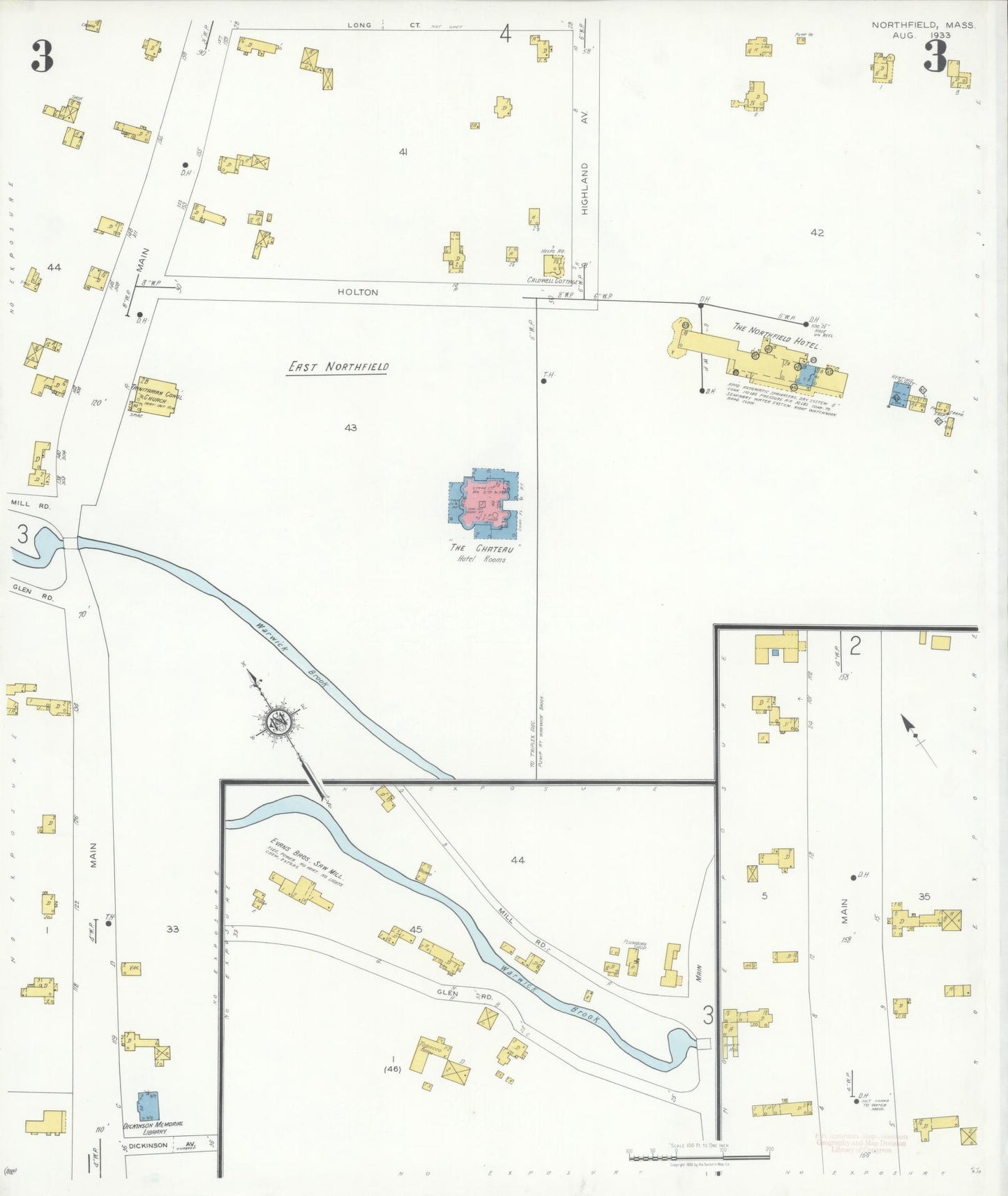 Sanborn Fire Insurance Map from Northfield, Franklin County, Massachusetts (1933), Sheet #0003 - Complete Map Set gallery image, historic Sanborn map, vintage wall art, Massachusetts Massachusetts