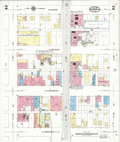 Sanborn Fire Insurance Map from Emporia, Lyon County, Kansas (1923), Sheet #0002 - Complete Map Set gallery image, historic Sanborn map, vintage wall art, Kansas Kansas