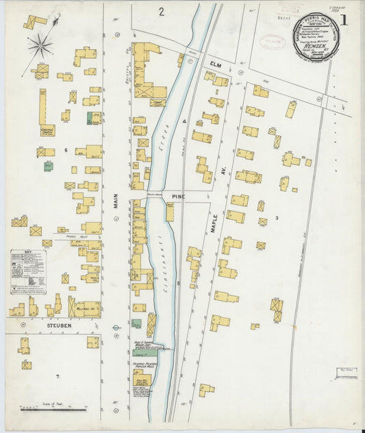 Sanborn Fire Insurance Map from Remsen, Oneida County, New York (1899), Sheet #0001 - Complete Map Set gallery image, historic Sanborn map, vintage wall art, New York New York