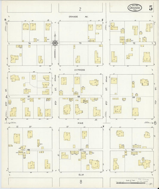 Sanborn Fire Insurance Map from Orange, Orange County, Texas (1914), Sheet #0005 - Historic Sanborn Fire Insurance Map Print, vintage old map wall art, antique decor, genealogy gift, Texas Texas map