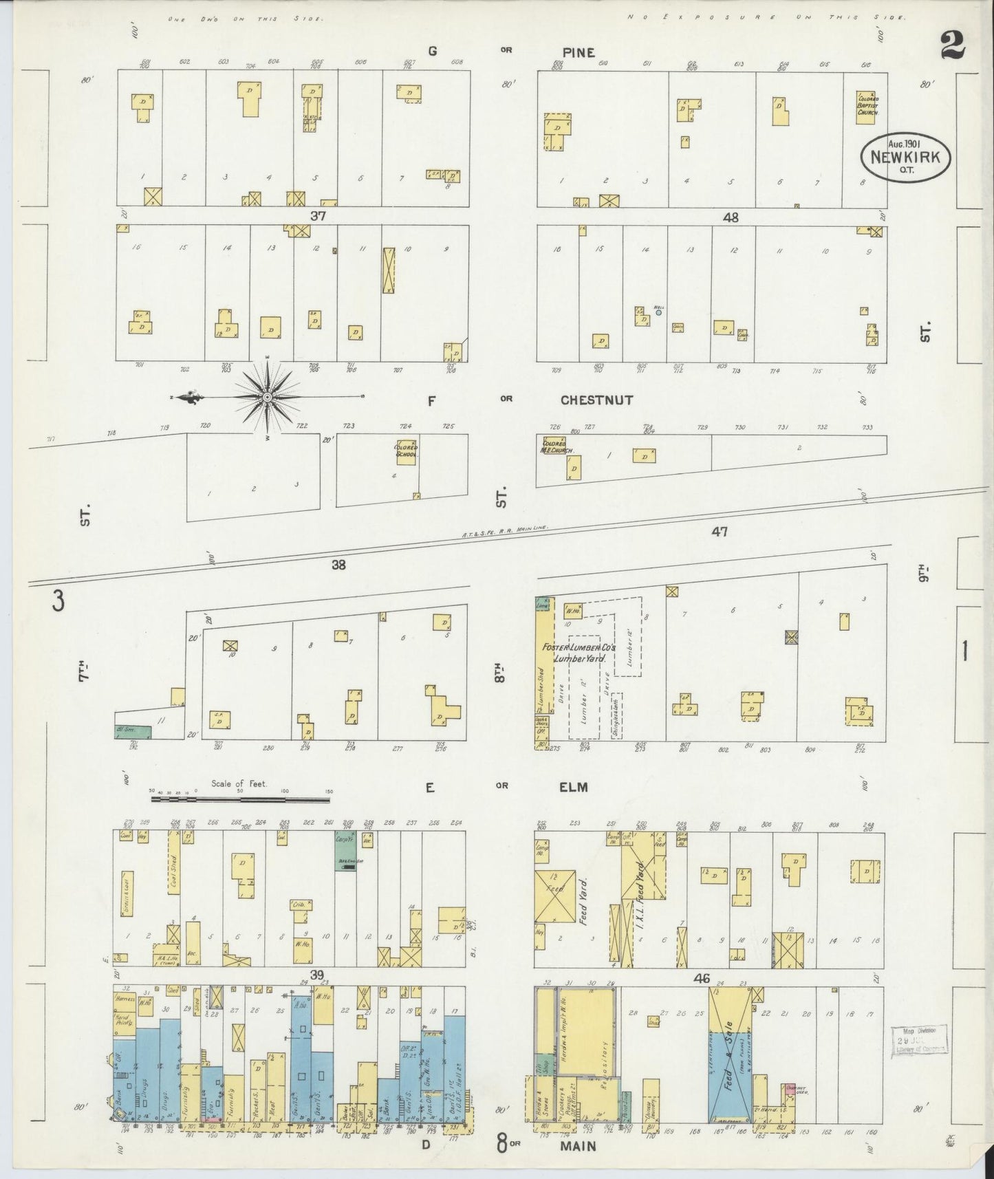 Sanborn Fire Insurance Map from Newkirk, Kay County, Oklahoma (1901), Sheet #0002 - Complete Map Set gallery image, historic Sanborn map, vintage wall art, Oklahoma Oklahoma