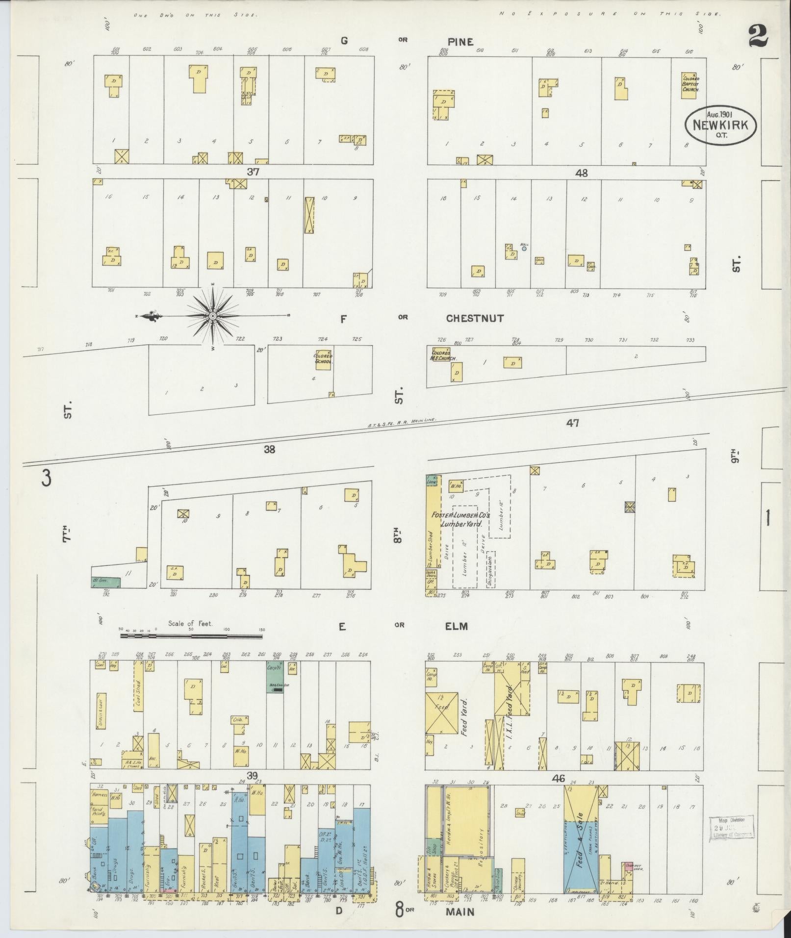 Sanborn Fire Insurance Map from Newkirk, Kay County, Oklahoma (1901), Sheet #0002 - Complete Map Set gallery image, historic Sanborn map, vintage wall art, Oklahoma Oklahoma
