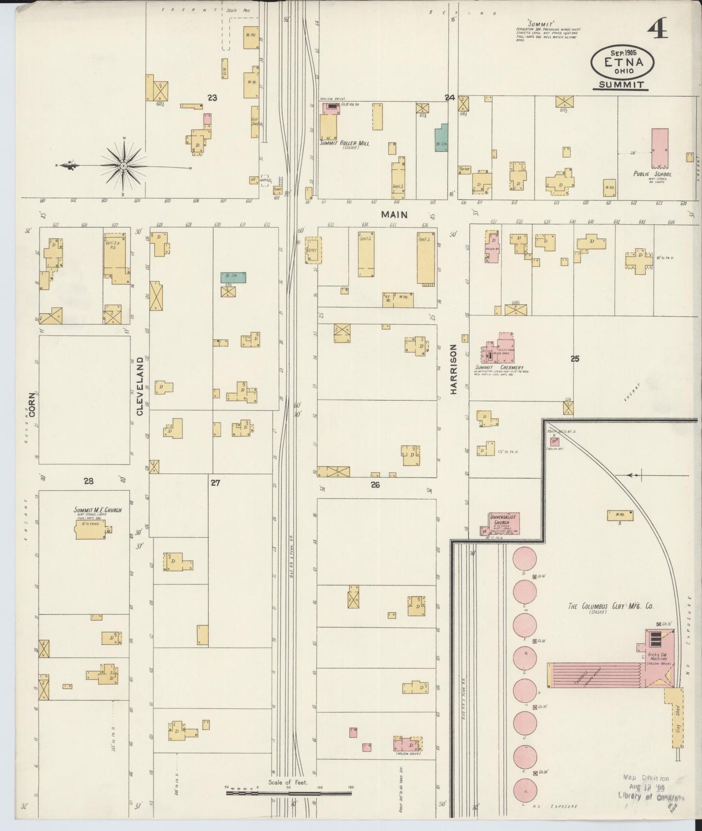 Sanborn Fire Insurance Map from Etna, Luking County, Ohio (1905), Sheet #0004 - Historic Sanborn Fire Insurance Map Print, vintage old map wall art, antique decor, genealogy gift, Ohio Ohio map