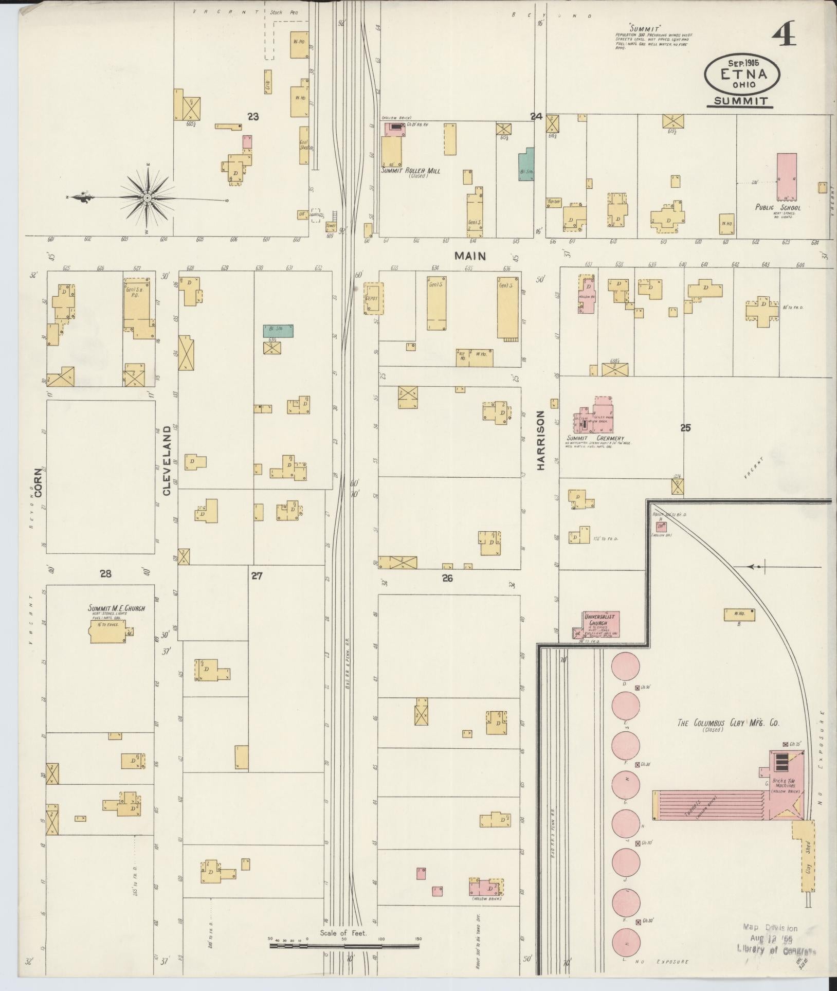 Sanborn Fire Insurance Map from Etna, Luking County, Ohio (1905), Sheet #0004 - Historic Sanborn Fire Insurance Map Print, vintage old map wall art, antique decor, genealogy gift, Ohio Ohio map