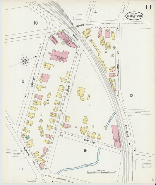 Sanborn Fire Insurance Map from Middletown, Orange County, New York (1897), Sheet #0011 - Historic Sanborn Fire Insurance Map Print, vintage old map wall art, antique decor, genealogy gift, New York New York map