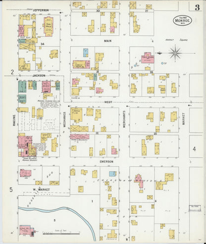 Sanborn Fire Insurance Map from Monroe, Green County, Wisconsin (1900), Sheet #0003 - Complete Map Set gallery image, historic Sanborn map, vintage wall art, Wisconsin Wisconsin