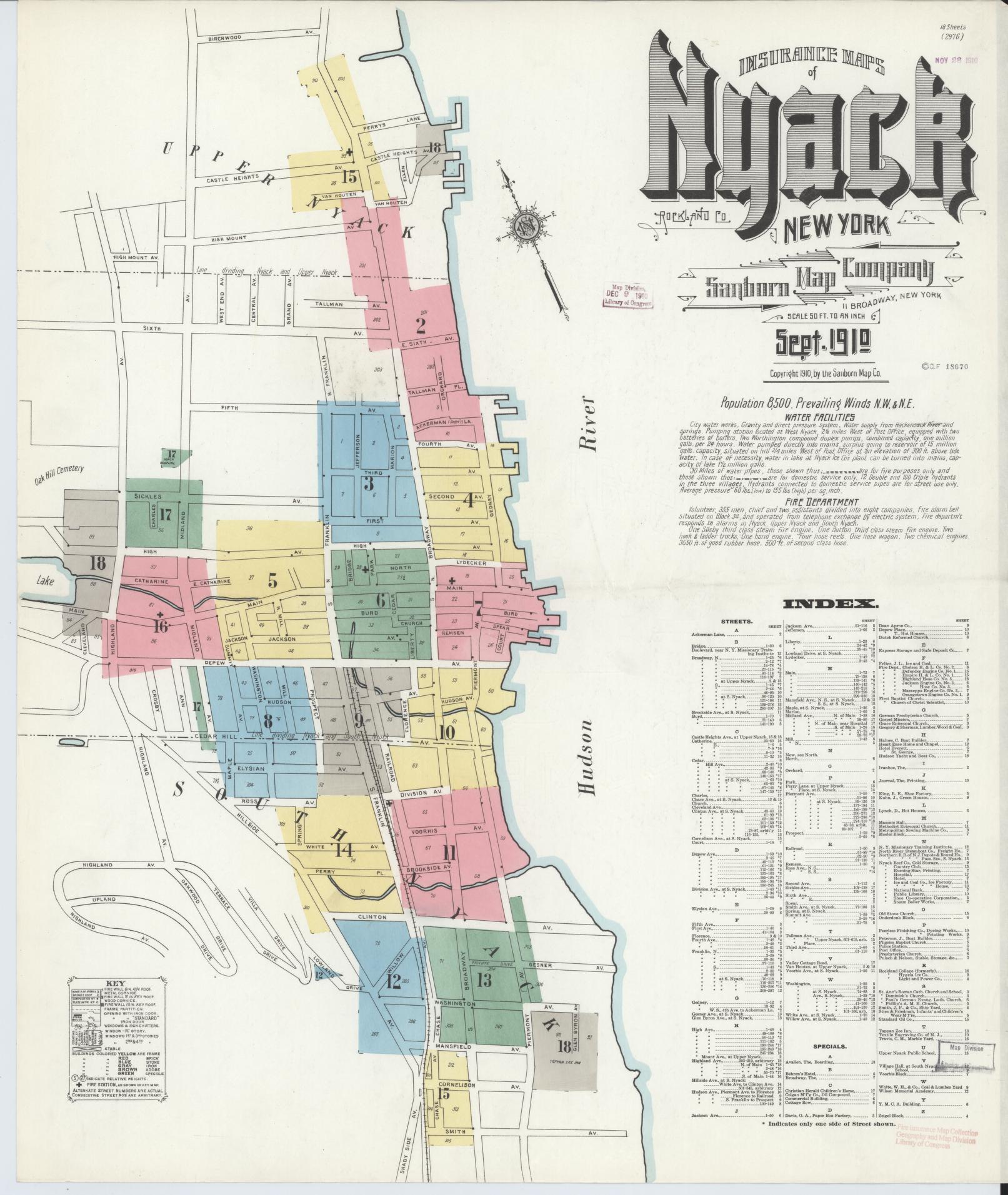 Sanborn Fire Insurance Map from Nyack, Rockland County, New York. (1910), Sheet #0000