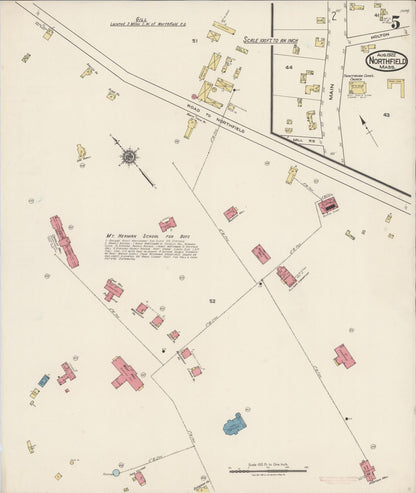 Sanborn Fire Insurance Map from Northfield, Franklin County, Massachusetts (1922), Sheet #0005 - Complete Map Set gallery image, historic Sanborn map, vintage wall art, Massachusetts Massachusetts