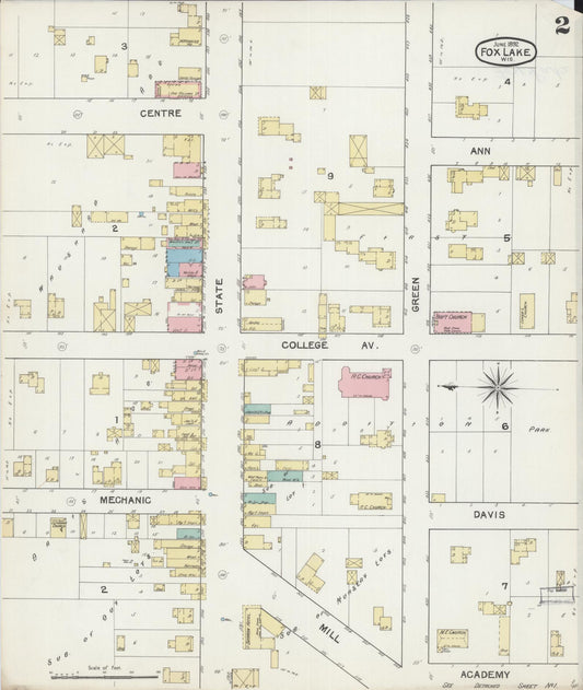 Sanborn Fire Insurance Map from Fox Lake, Dodge County, Wisconsin (1892), Sheet #0002 - Historic Sanborn Fire Insurance Map Print, vintage old map wall art, antique decor, genealogy gift, Wisconsin Wisconsin map