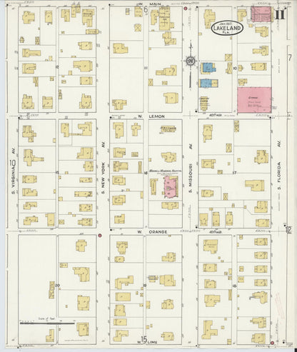Sanborn Fire Insurance Map from Lakeland, Polk County, Florida (1917), Sheet #0011 - Complete Map Set gallery image, historic Sanborn map, vintage wall art, Florida Florida