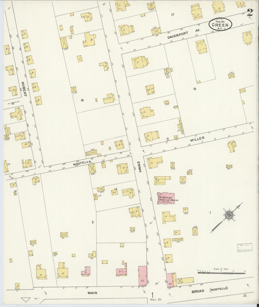 Sanborn Fire Insurance Map from Greer, Greenville and Spartanburg Counties, South Carolina (1911), Sheet #0002 - Historic Sanborn Fire Insurance Map Print, vintage old map wall art, antique decor, genealogy gift, South Carolina South Carolina map