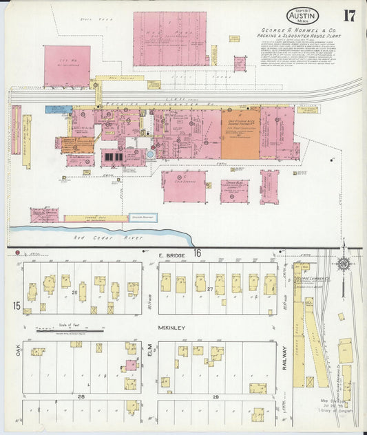 Sanborn Fire Insurance Map from Austin, Mower County, Minnesota (1917), Sheet #0017 - Historic Sanborn Fire Insurance Map Print, vintage old map wall art, antique decor, genealogy gift, Minnesota Minnesota map