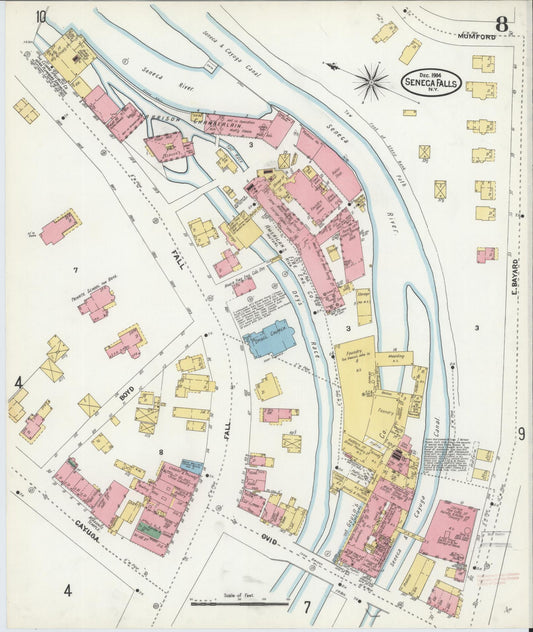 Sanborn Fire Insurance Map from Seneca Falls, Seneca County, New York (1904), Sheet #0008 - Historic Sanborn Fire Insurance Map Print, vintage old map wall art, antique decor, genealogy gift, New York New York map