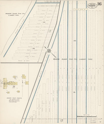 Sanborn Fire Insurance Map from Madera, Madera County, California (1912), Sheet #0016 - Complete Map Set gallery image, historic Sanborn map, vintage wall art, California California