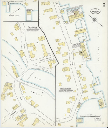 Sanborn Fire Insurance Map from Machias, Washington County, Maine (1911), Sheet #0005 - Complete Map Set gallery image, historic Sanborn map, vintage wall art, Maine Maine