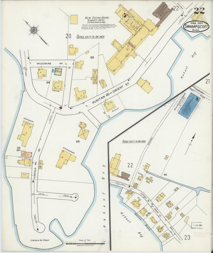 Sanborn Fire Insurance Map from Swampscott, Essex County, Massachusetts (1920), Sheet #0022 - Historic Sanborn Fire Insurance Map Print, vintage old map wall art, antique decor, genealogy gift, Massachusetts Massachusetts map