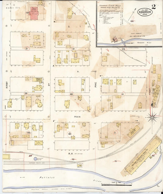 Sanborn Fire Insurance Map from Kendrick, Latah County, Idaho (1929), Sheet #0002 - Historic Sanborn Fire Insurance Map Print, vintage old map wall art, antique decor, genealogy gift, Idaho Idaho map