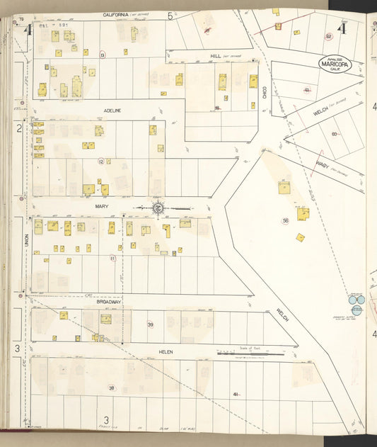 Sanborn Fire Insurance Map from Maricopa, Kern County, California (1942), Sheet #0004 - Historic Sanborn Fire Insurance Map Print, vintage old map wall art, antique decor, genealogy gift, California California map