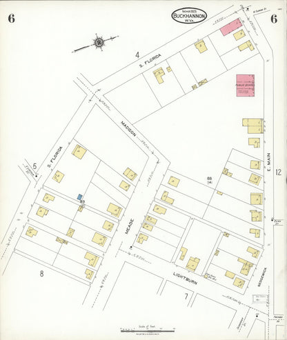 Sanborn Fire Insurance Map from Buckhannon, Upshur County, West Virginia (1923), Sheet #0006 - Complete Map Set gallery image, historic Sanborn map, vintage wall art, West Virginia West Virginia