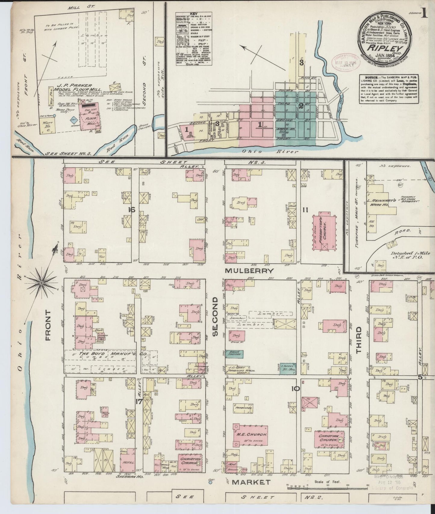 Sanborn Fire Insurance Map from Ripley, Brown County, Ohio (1884), Sheet #0001 - Complete Map Set gallery image, historic Sanborn map, vintage wall art, Ohio Ohio