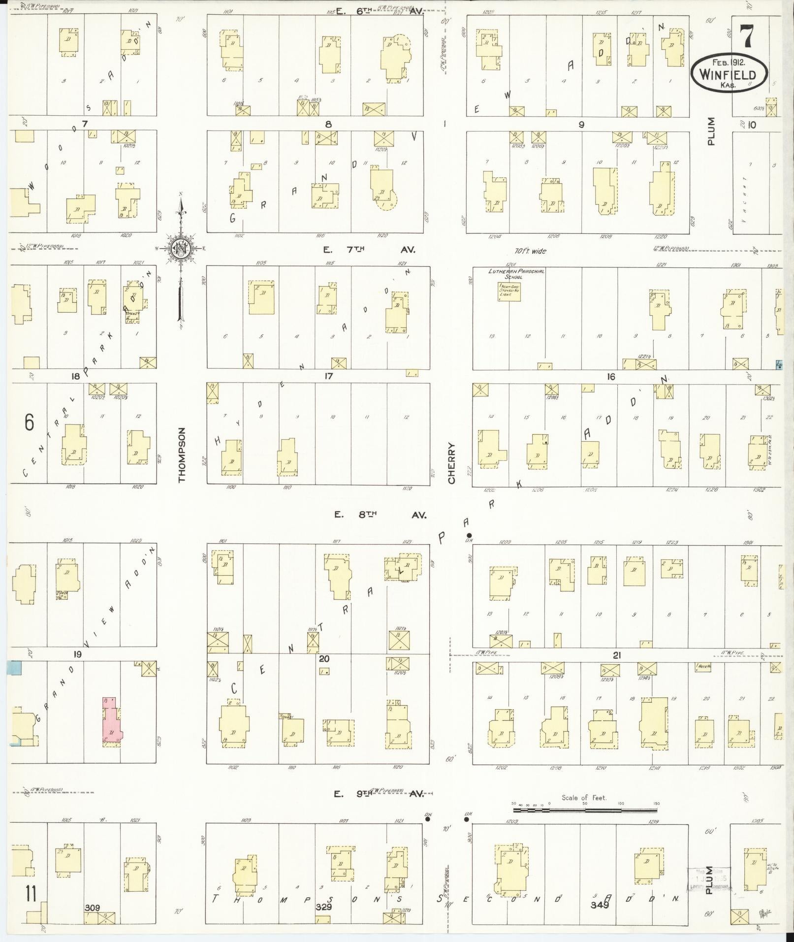 Sanborn Fire Insurance Map from Winfield, Cowley County, Kansas (1912), Sheet #0007 - Complete Map Set gallery image, historic Sanborn map, vintage wall art, Kansas Kansas