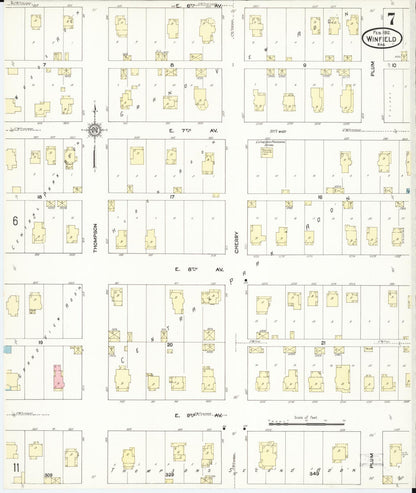Sanborn Fire Insurance Map from Winfield, Cowley County, Kansas (1912), Sheet #0007 - Complete Map Set gallery image, historic Sanborn map, vintage wall art, Kansas Kansas