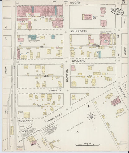 Sanborn Fire Insurance Map from Pekin, Tazewell County, Illinois (1885), Sheet #0005 - Complete Map Set gallery image, historic Sanborn map, vintage wall art, Illinois Illinois