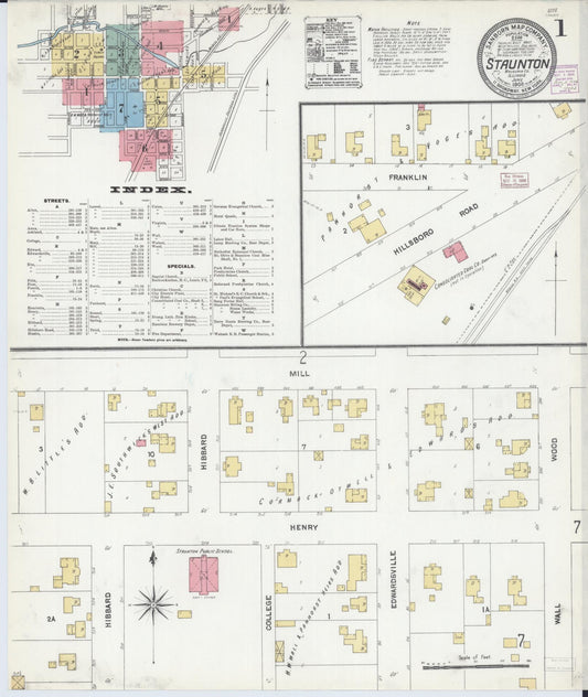 Sanborn Fire Insurance Map from Staunton, Macoupin County, Illinois (1906), Sheet #0001 - Complete Map Set gallery image, historic Sanborn map, vintage wall art, Illinois Illinois