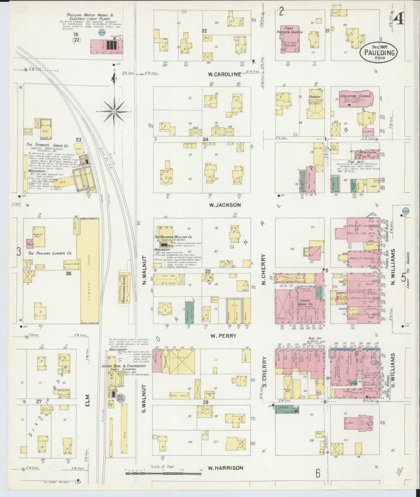 Sanborn Fire Insurance Map from Paulding, Paulding County, Ohio (1907), Sheet #0004 - Complete Map Set gallery image, historic Sanborn map, vintage wall art, Ohio Ohio