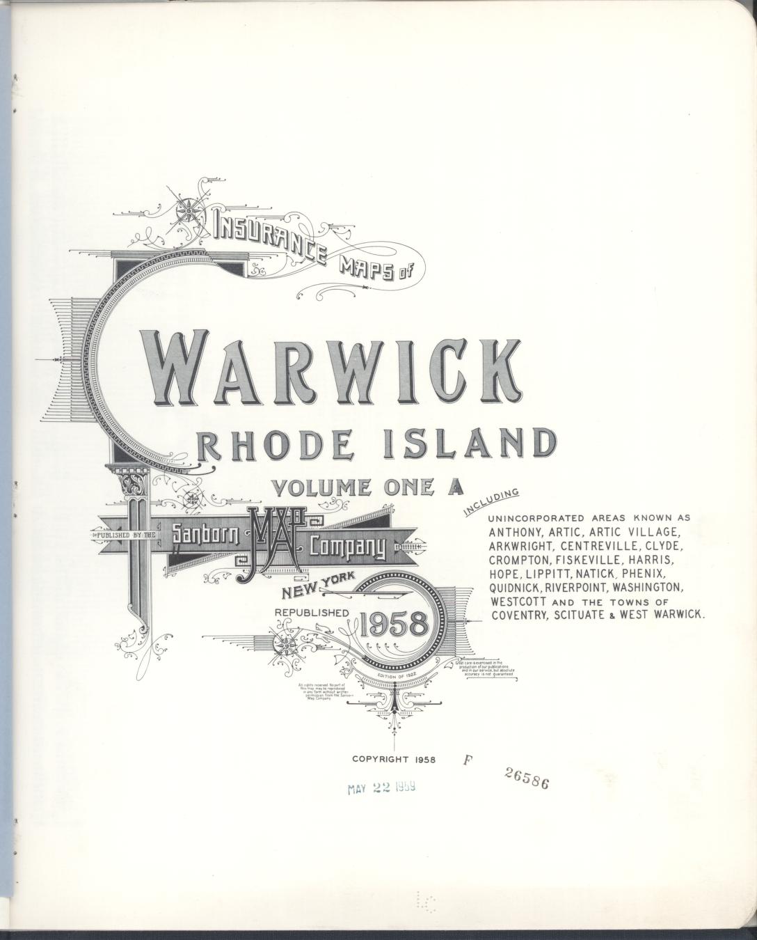 Sanborn Fire Insurance Map from Warwick, Kent County, Rhode Island. (1958) – Historic Sanborn Fire Insurance Map Print