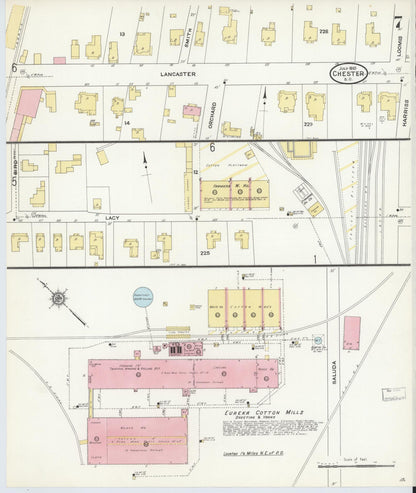 Sanborn Fire Insurance Map from Chester, Chester County, South Carolina (1910), Sheet #0007 - Complete Map Set gallery image, historic Sanborn map, vintage wall art, South Carolina South Carolina