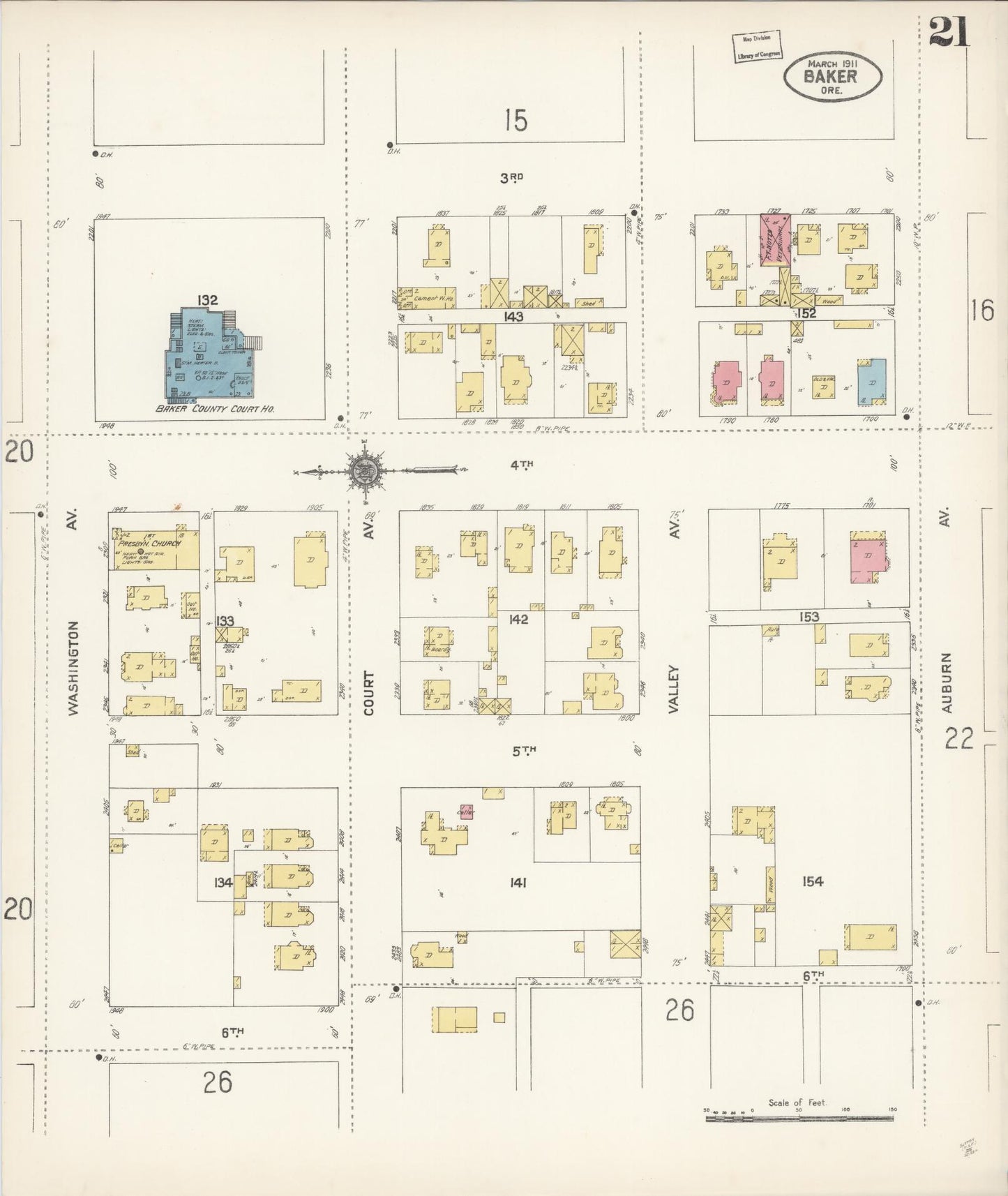 Sanborn Fire Insurance Map from Baker, Baker County, Oregon (1911), Sheet #0021 - Complete Map Set gallery image, historic Sanborn map, vintage wall art, Oregon Oregon