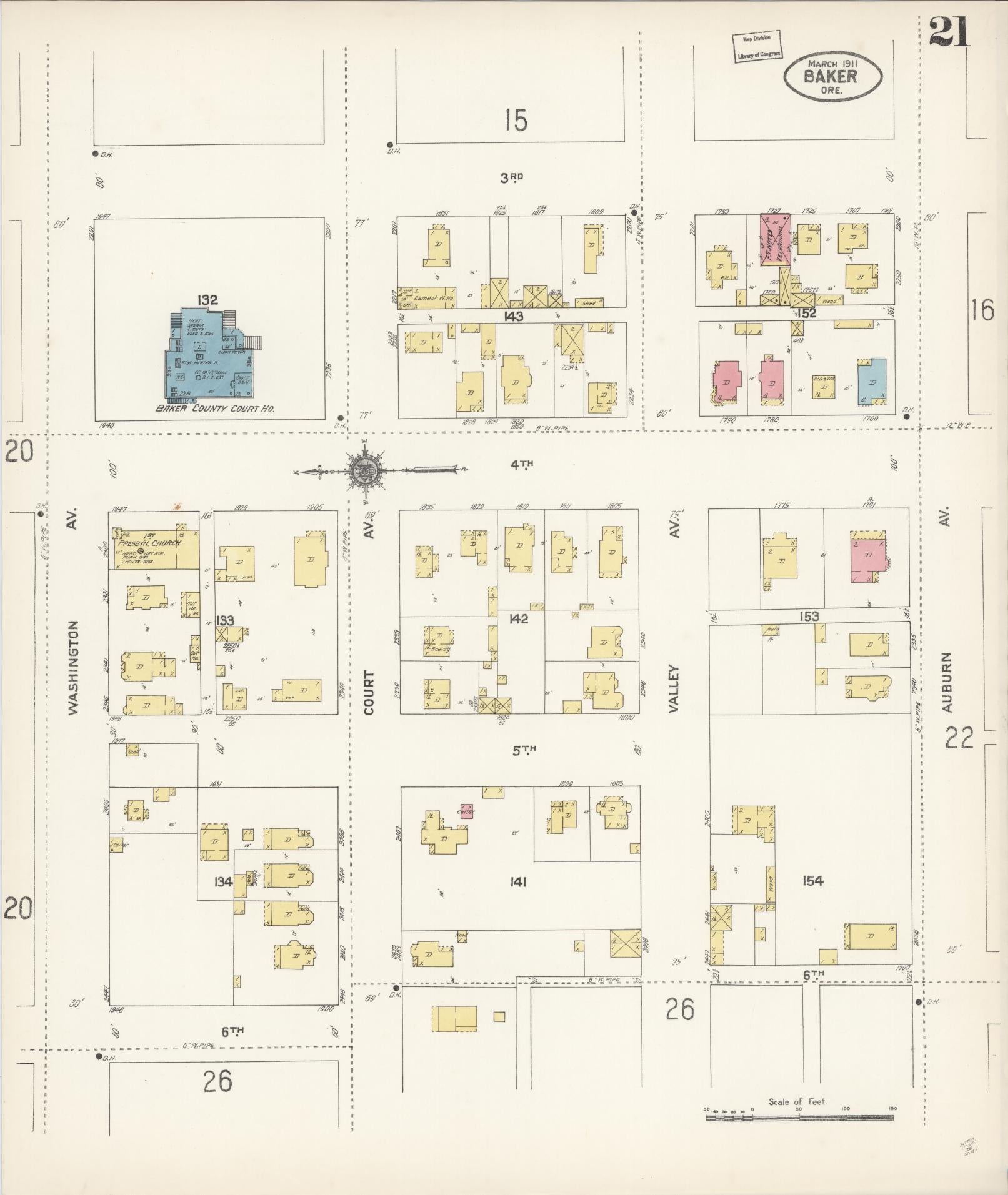 Sanborn Fire Insurance Map from Baker, Baker County, Oregon (1911), Sheet #0021 - Complete Map Set gallery image, historic Sanborn map, vintage wall art, Oregon Oregon