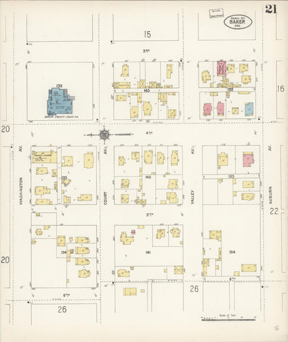 Sanborn Fire Insurance Map from Baker, Baker County, Oregon (1911), Sheet #0021 - Complete Map Set gallery image, historic Sanborn map, vintage wall art, Oregon Oregon