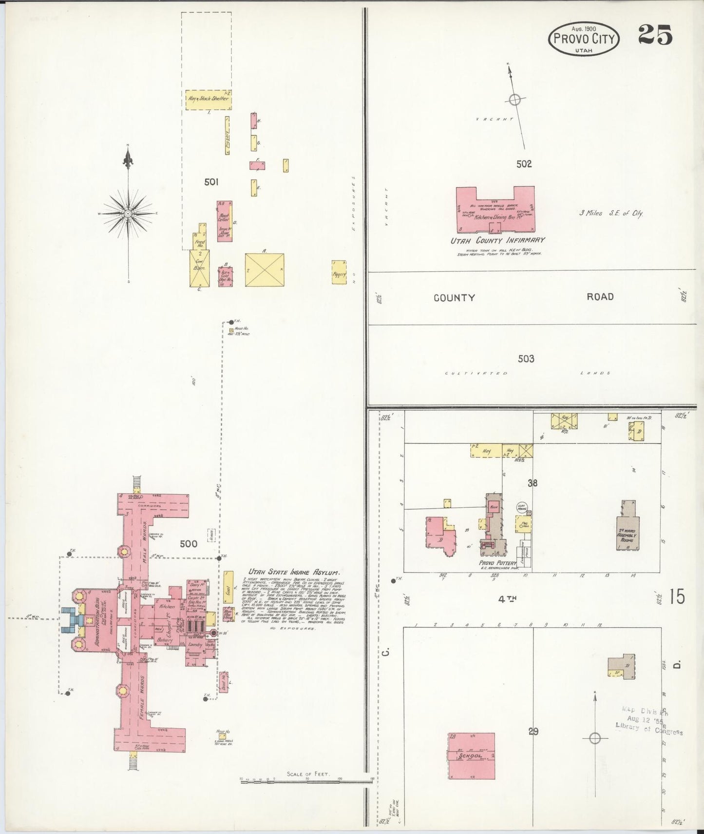 Sanborn Fire Insurance Map from Provo, Utah County, Utah (1900), Sheet #0025 - Complete Map Set gallery image, historic Sanborn map, vintage wall art, Provo Utah