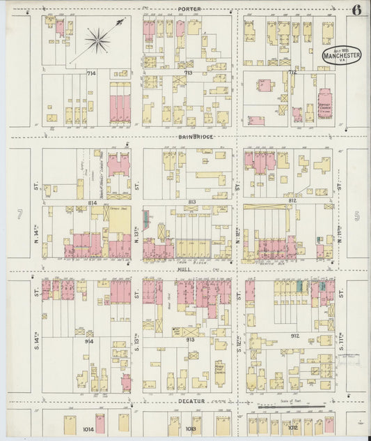 Sanborn Fire Insurance Map from Manchester, Chesterfield County, Virginia. (1895), Sheet 6 – Historic Sanborn Fire Insurance Map Print