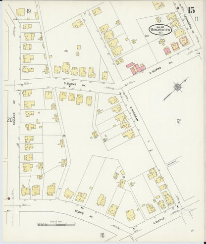 Sanborn Fire Insurance Map from Winchester, Clark County, Kentucky (1912), Sheet #0015 - Complete Map Set gallery image, historic Sanborn map, vintage wall art, Kentucky Kentucky