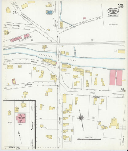 Sanborn Fire Insurance Map from Bristol, Hartford County, Connecticut (1911), Sheet #0025 - Complete Map Set gallery image, historic Sanborn map, vintage wall art, Connecticut Connecticut