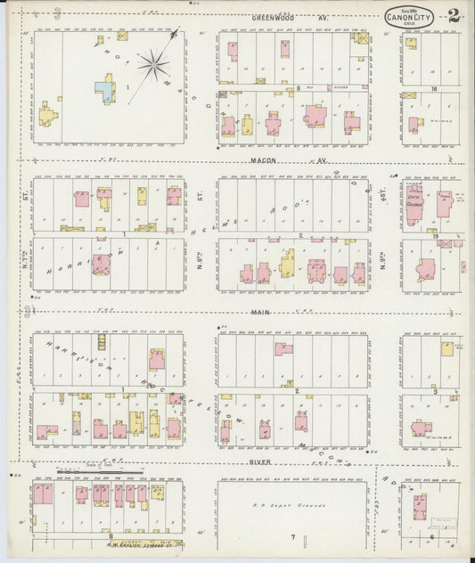 Sanborn Fire Insurance Map from Canon City, Fremont County, Colorado (1895), Sheet #0002 - Historic Sanborn Fire Insurance Map Print, vintage old map wall art, antique decor, genealogy gift, Colorado Colorado map